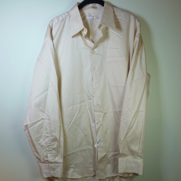 Perry Ellis Cream Color Men's 16.5/35 Button Up Dress Shirt CEO Office Special - Picture 1 of 7